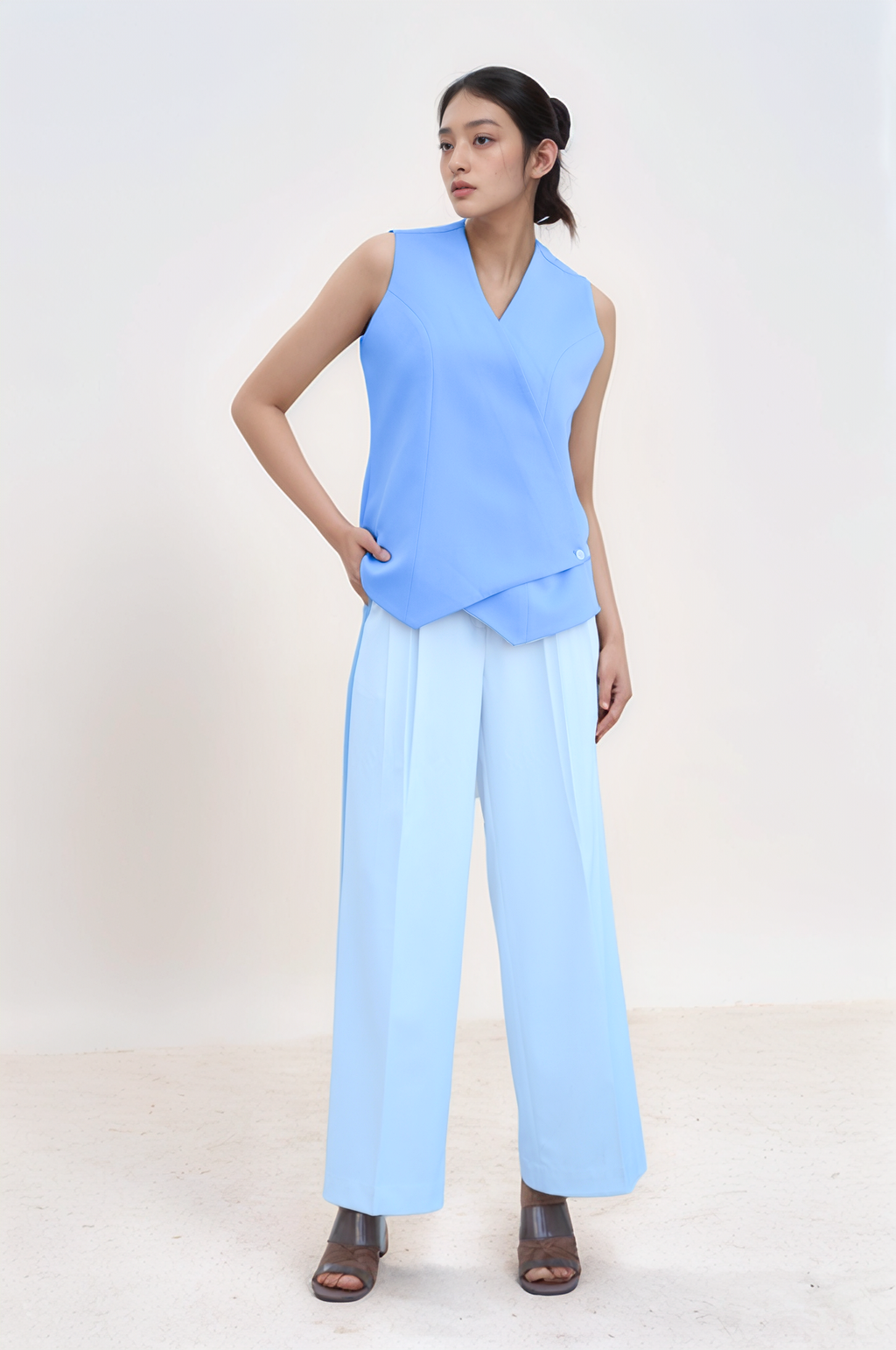 Lilac Blue Overlapped Waistcoat