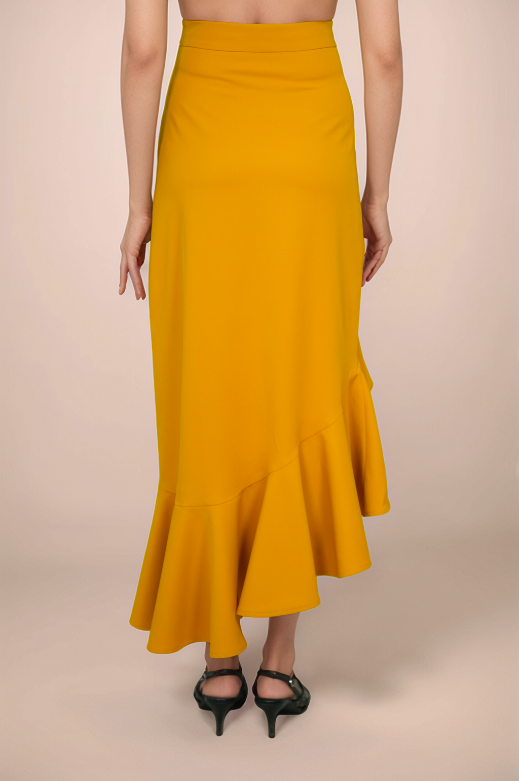 Turmeric Yellow Ruffle Asymmetry Skirt