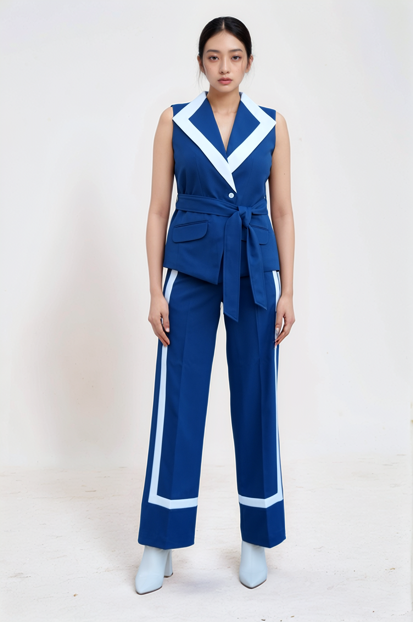 Cobalt Blue Long Collared Waistcoat