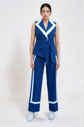 Cobalt Blue Long Collared Waistcoat  Co-ord Suit