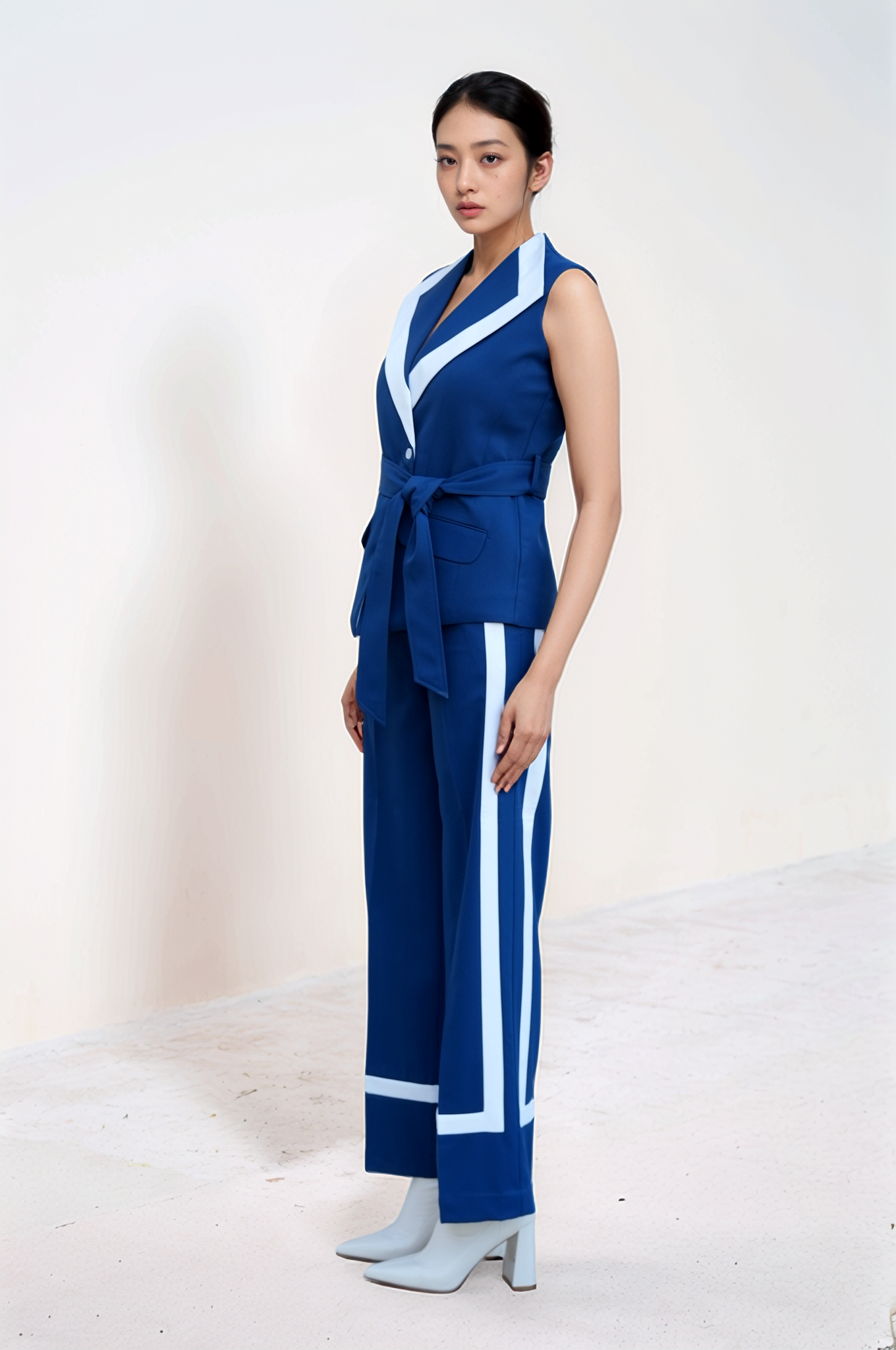 Cobalt Blue Long Collared Waistcoat  Co-ord Suit