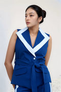 Cobalt Blue Long Collared Waistcoat