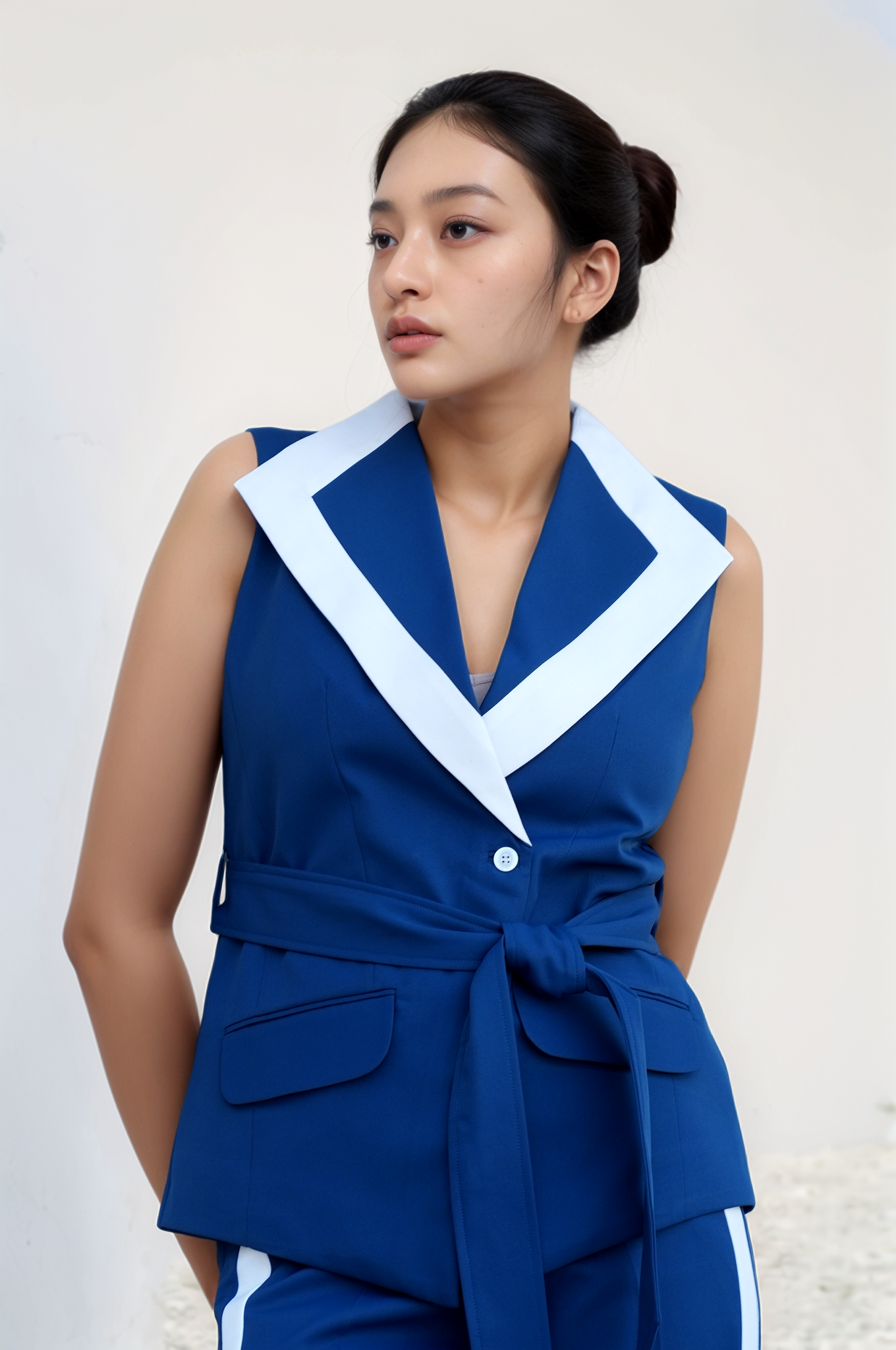 Cobalt Blue Long Collared Waistcoat