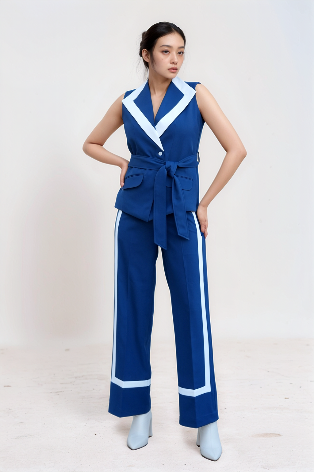 Cobalt Blue Long Collared Waistcoat