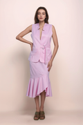 Pink V-Neck Jacket Co-ord Suit