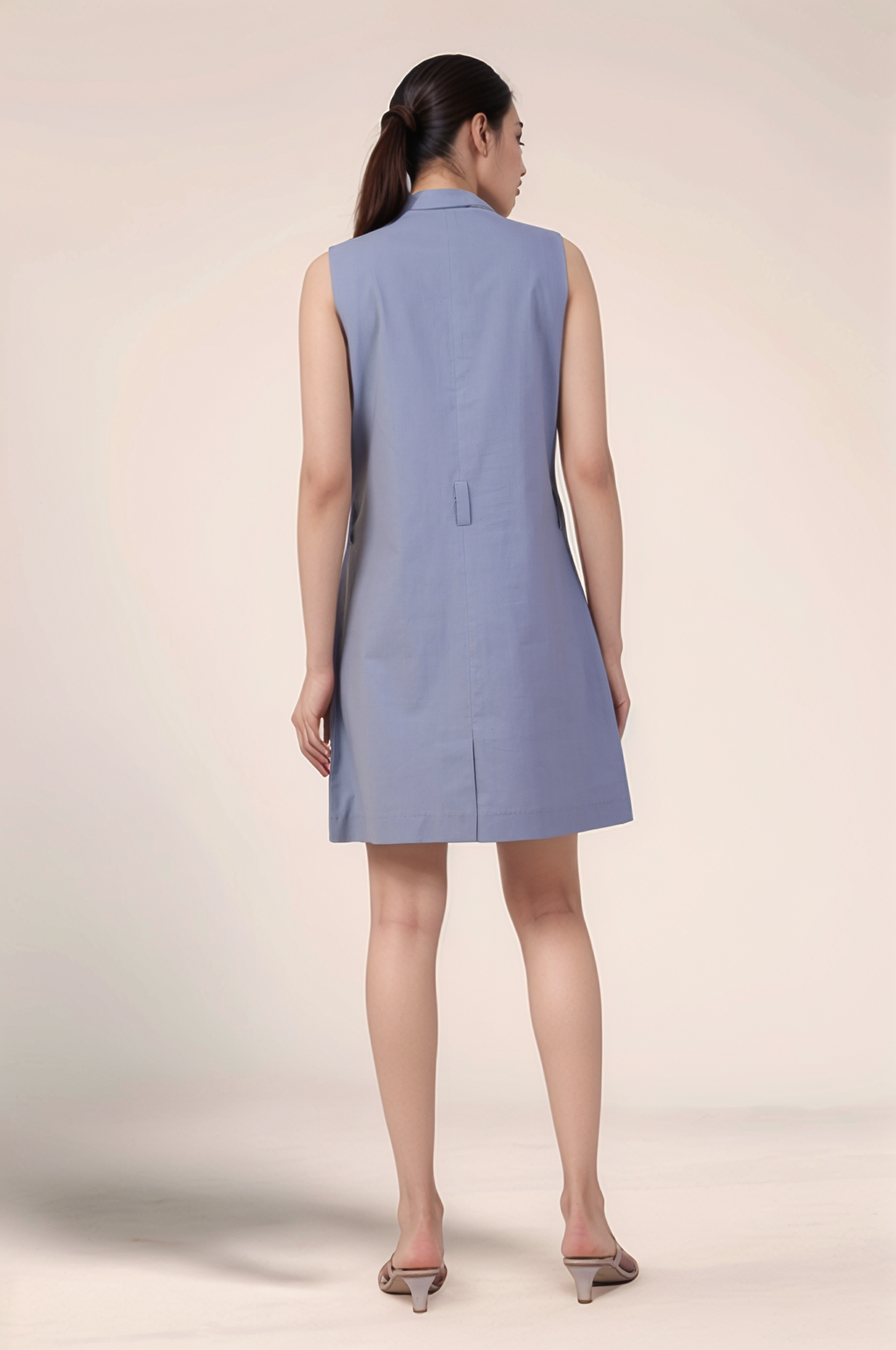 Cadet Grey Cotton Short Dress