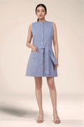 Cadet Grey Cotton Short Dress