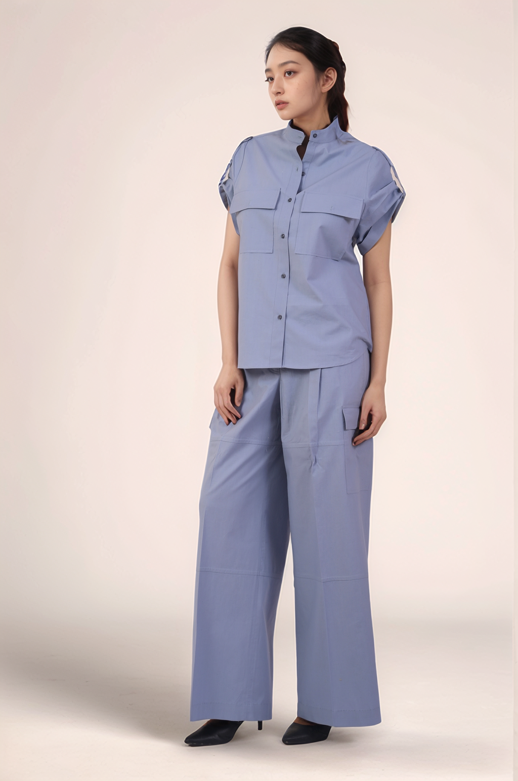Cadet Grey Mandarin Collar Shirt