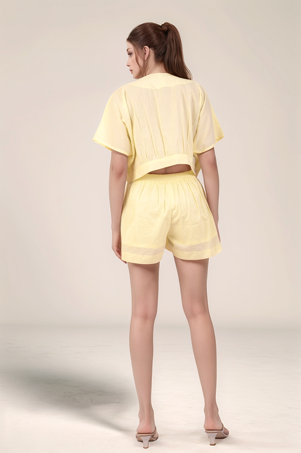 Pale Yellow Cotton Crop Top