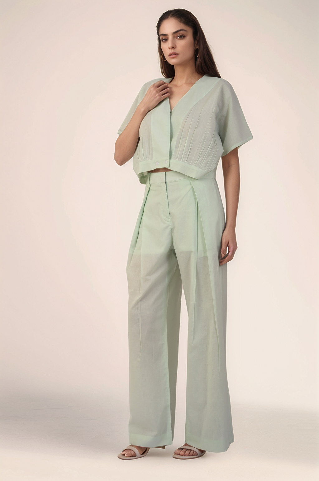 Mint Green Pleated Trouser