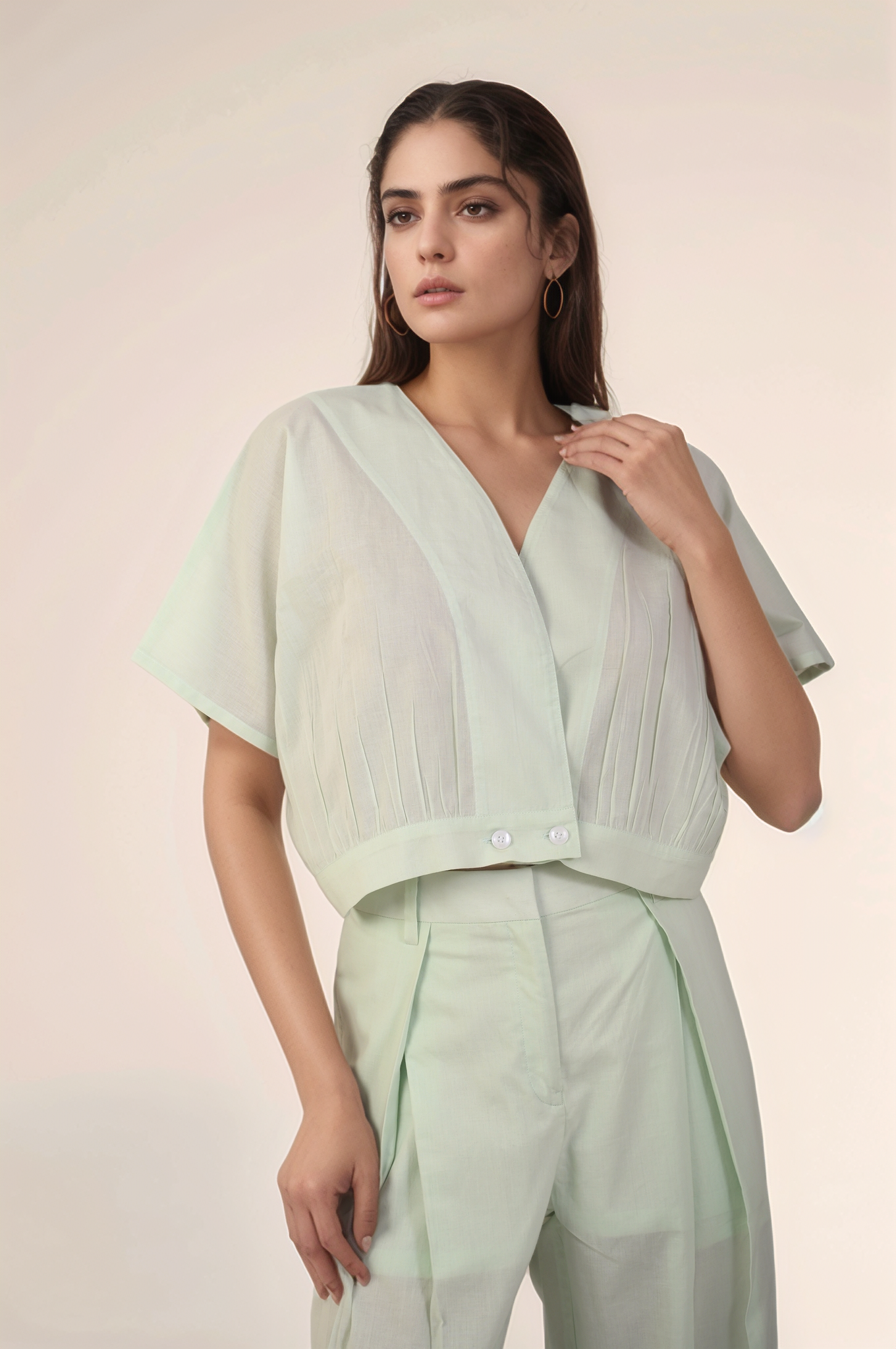 Mint Green Cotton Top Co-ord suit