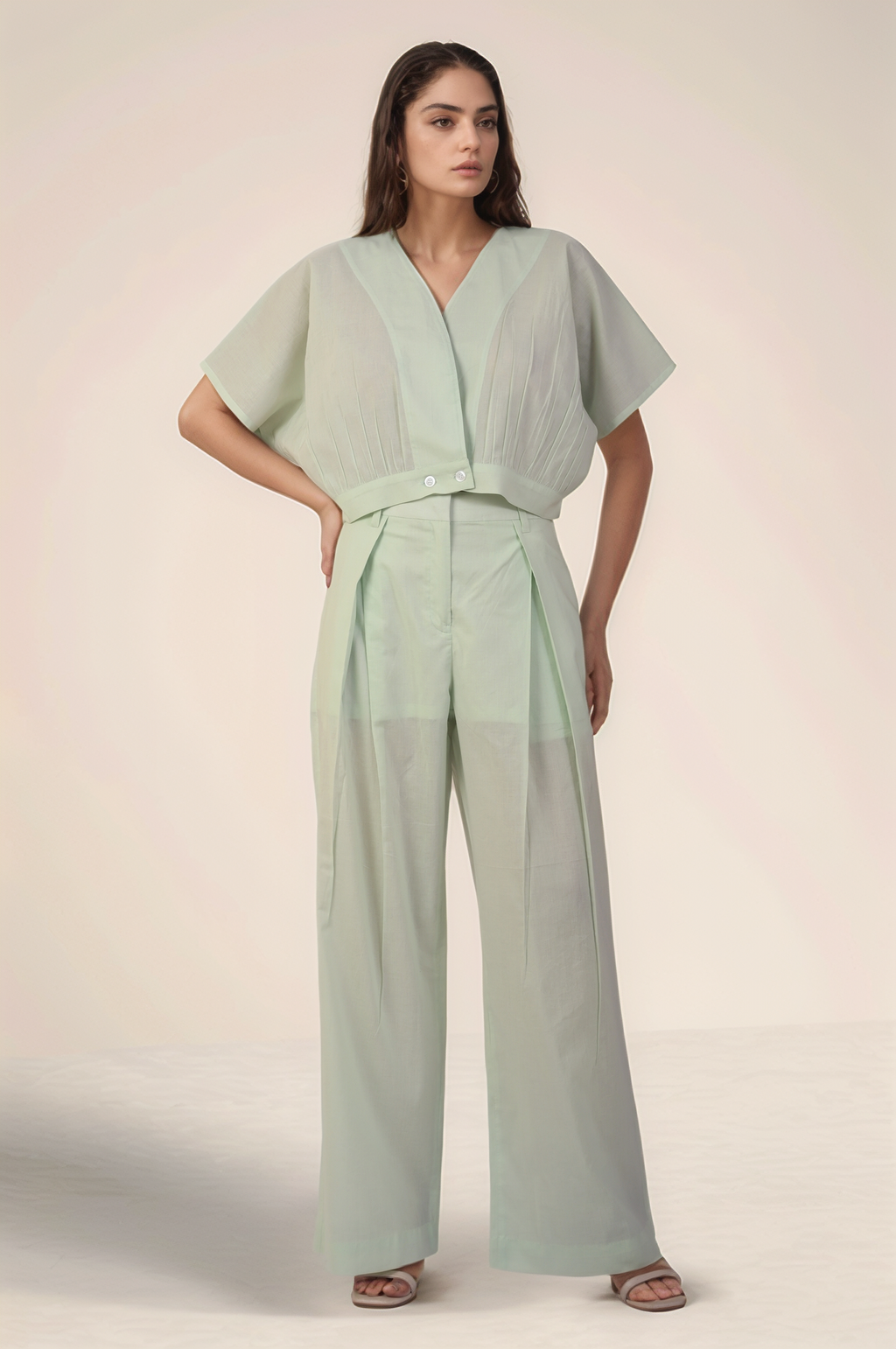 Mint Green Pleated Trouser