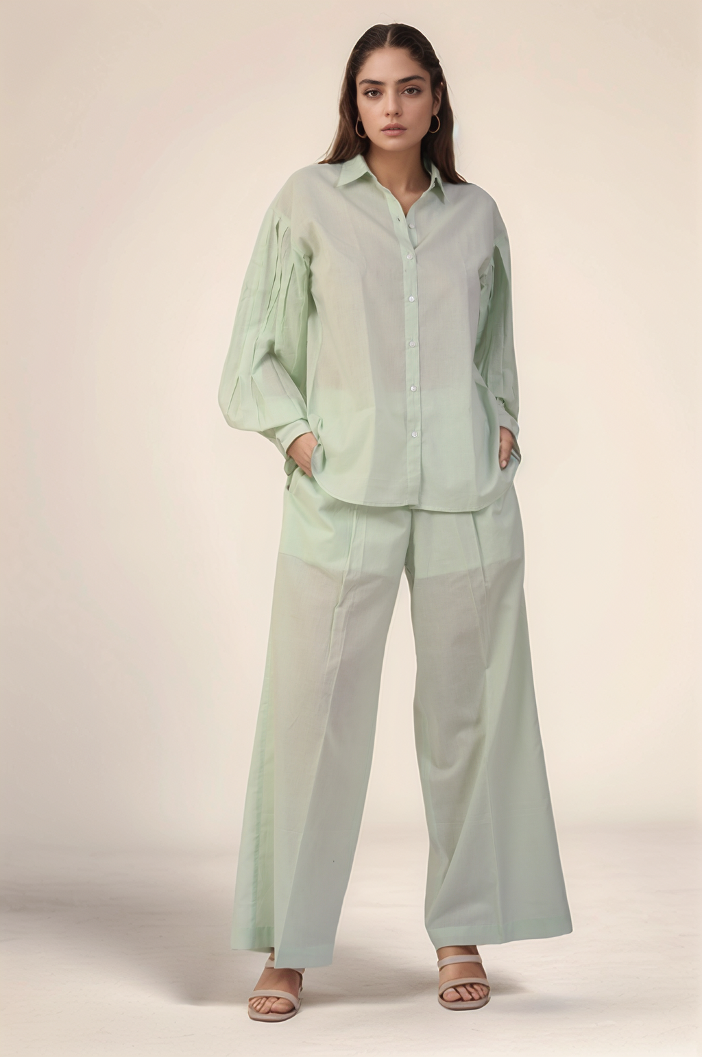 Mint Green Classy Cotton Co-ord suit