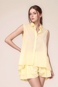 Pale Yellow Cotton Back Knot Shirt
