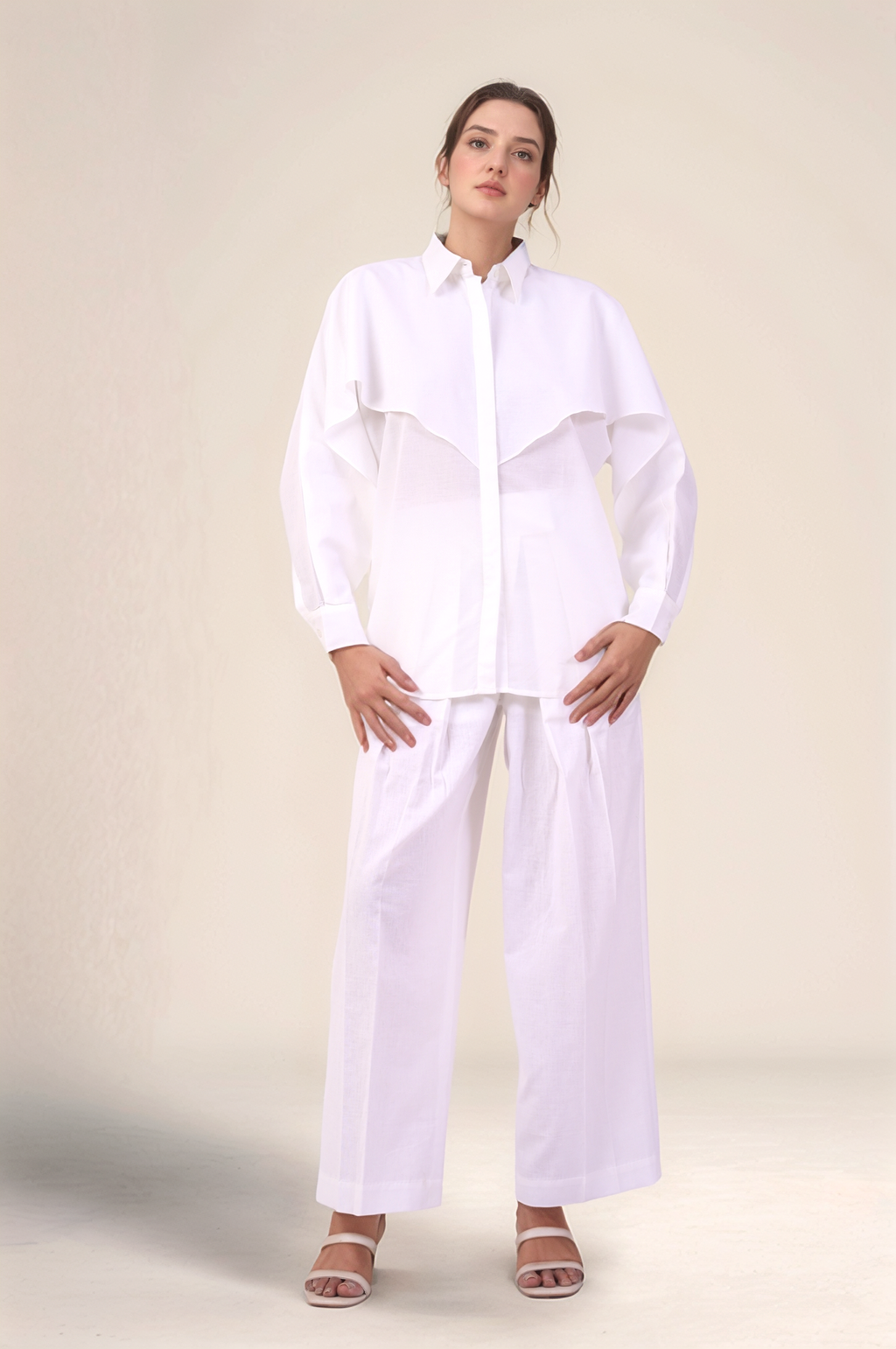 White Cotton Layered Shirt
