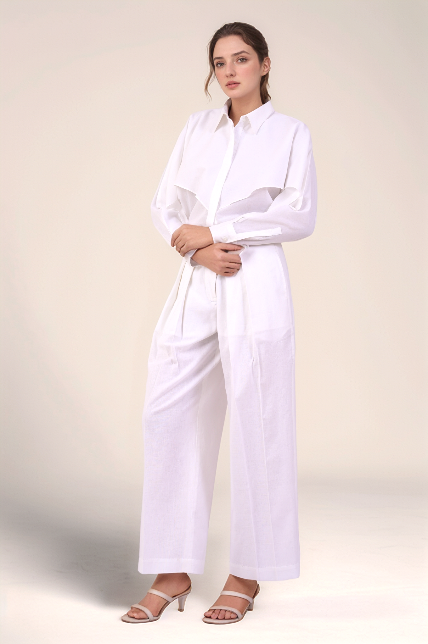 White Cotton Layered Co-ord Suit