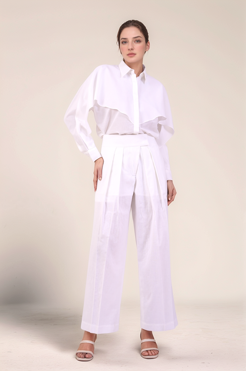 White Cotton Layered Shirt