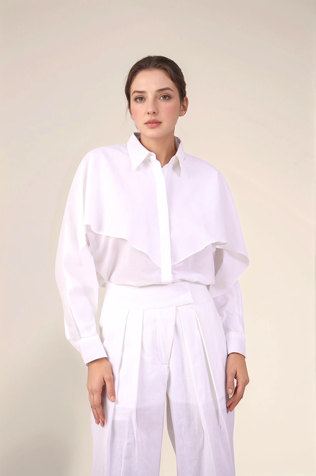 White Cotton Layered Co-ord Suit