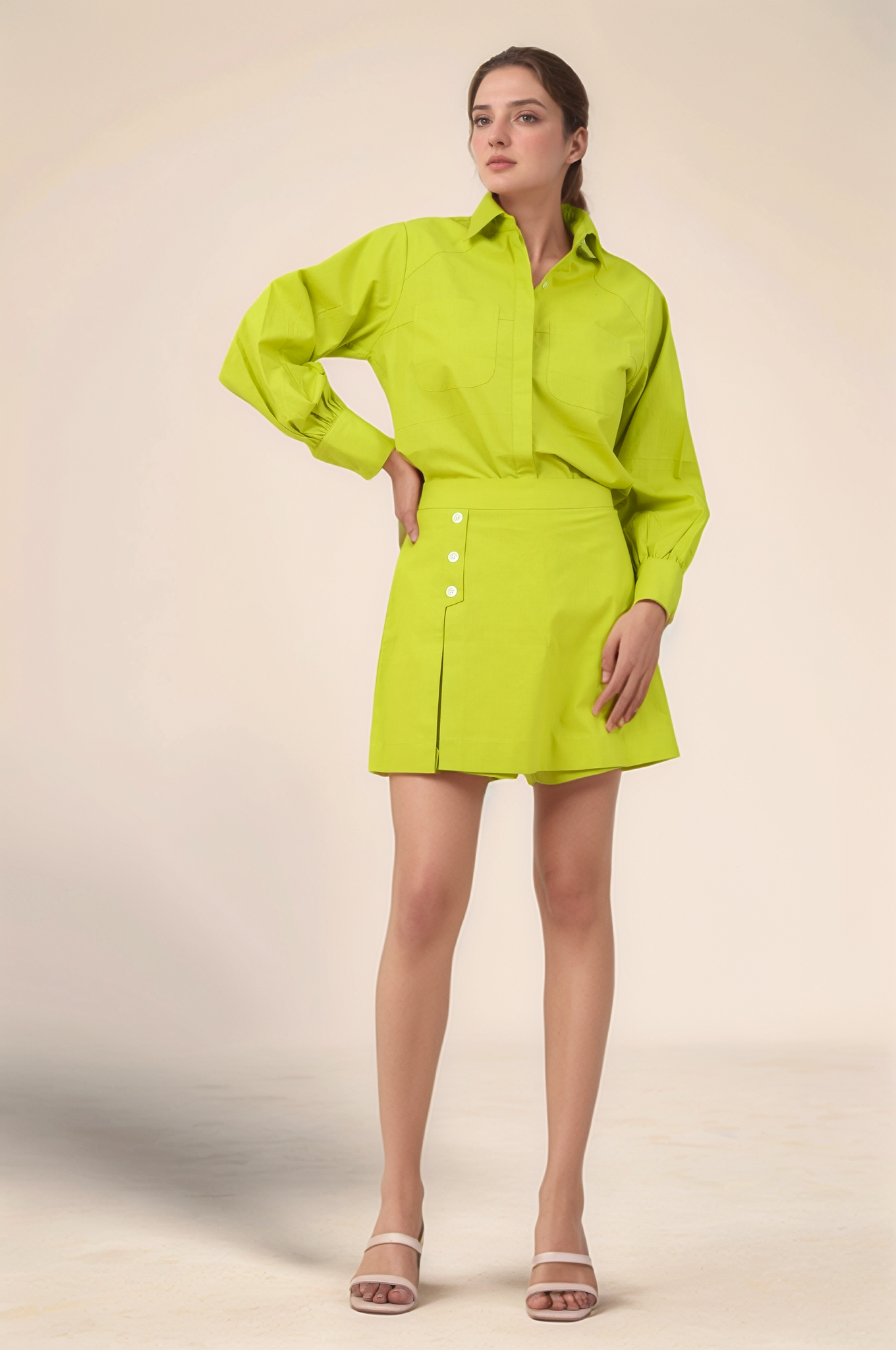 Lime Green Patch Pocket Cotton Shirt