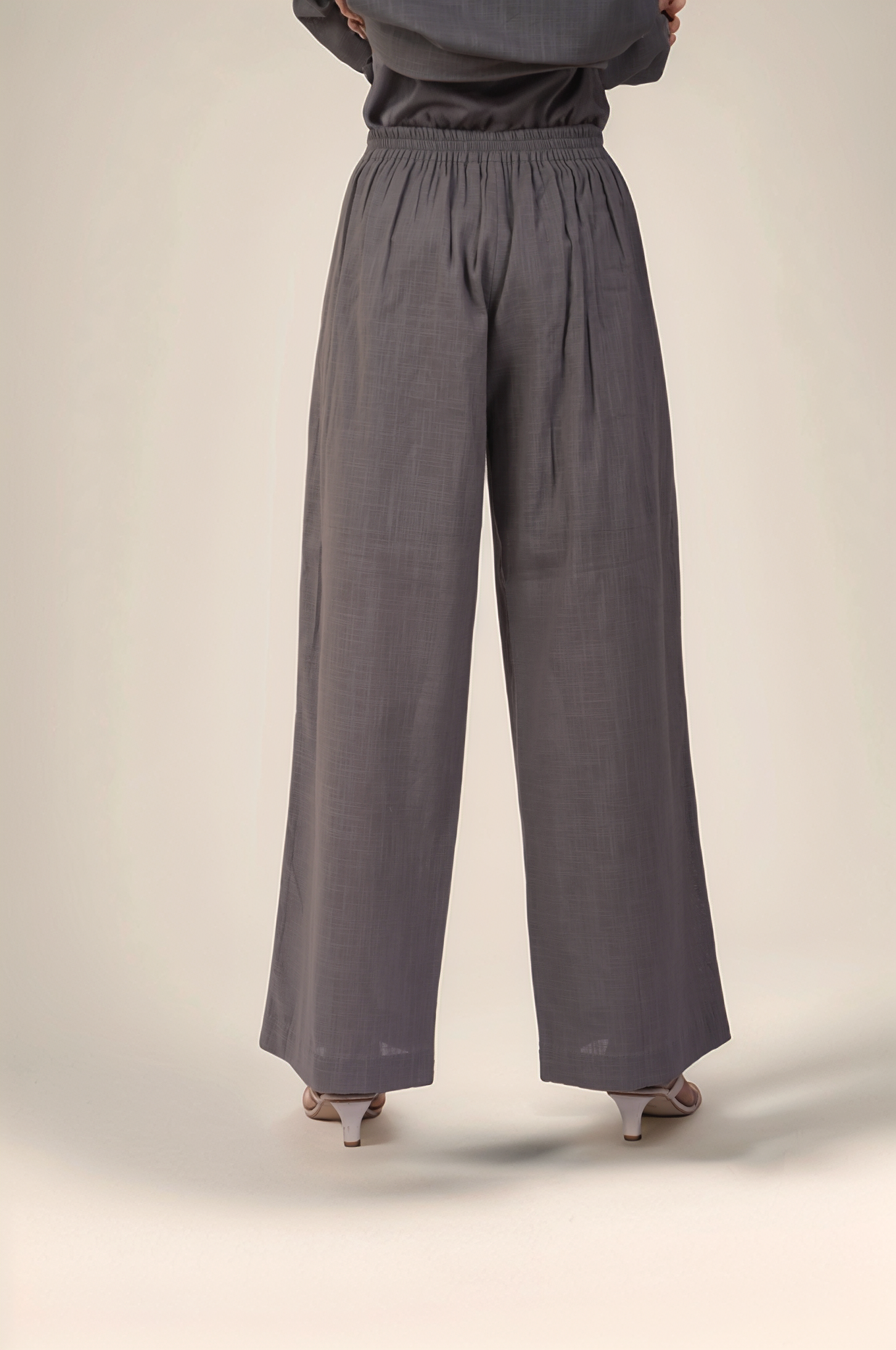 Grey Drawstring Sleeve Cotton Co-ord suit