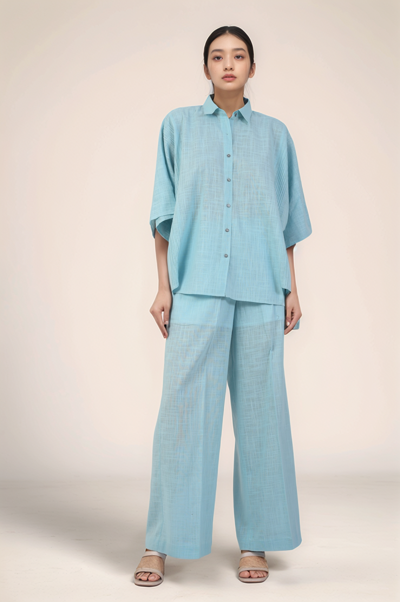 Powder Blue Batwing Sleeve Shirt
