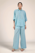 Powder Blue Batwing Sleeve Shirt  Co-ord suit