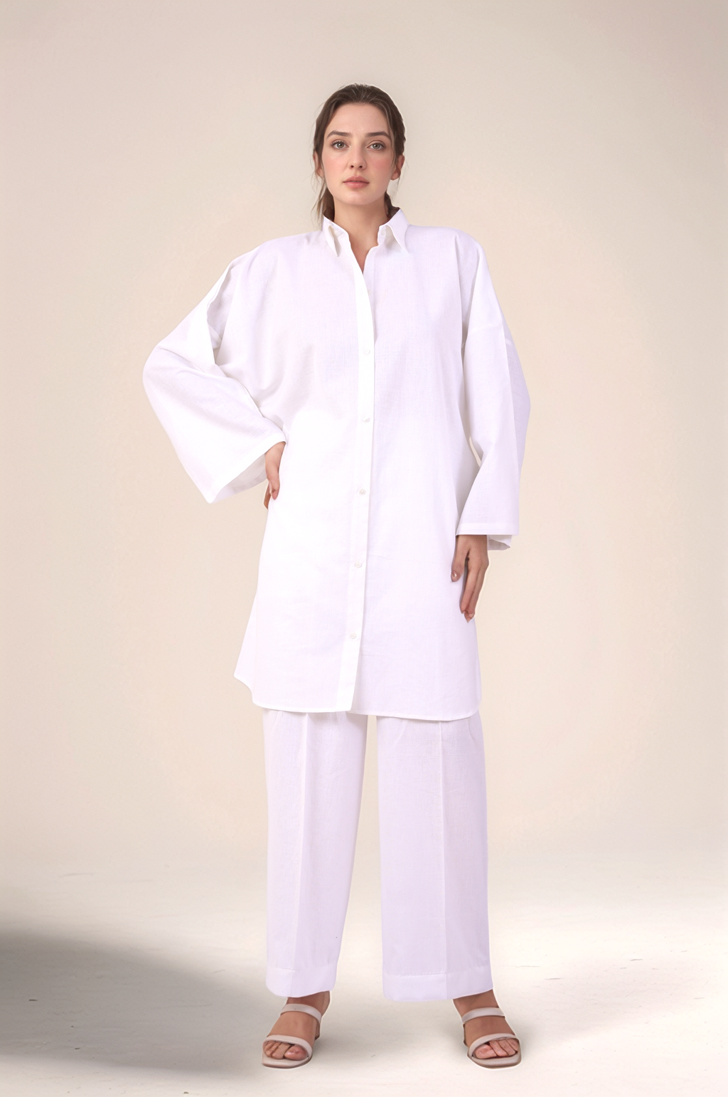 Oversized tunic Cotton Co-ord Suit