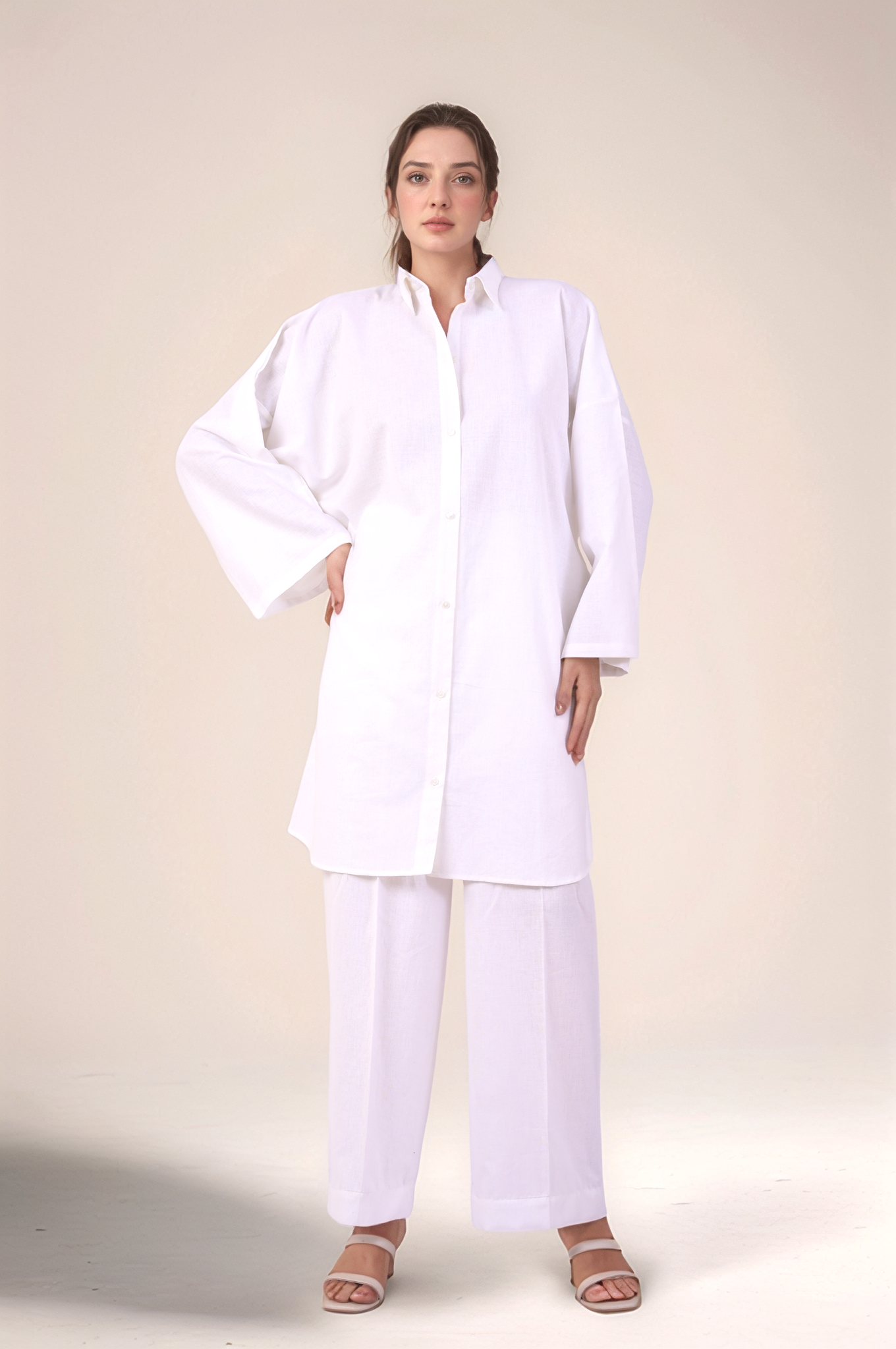 Oversized tunic Cotton Co-ord Suit