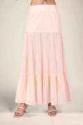 Powder Pink tiered maxi skirt
