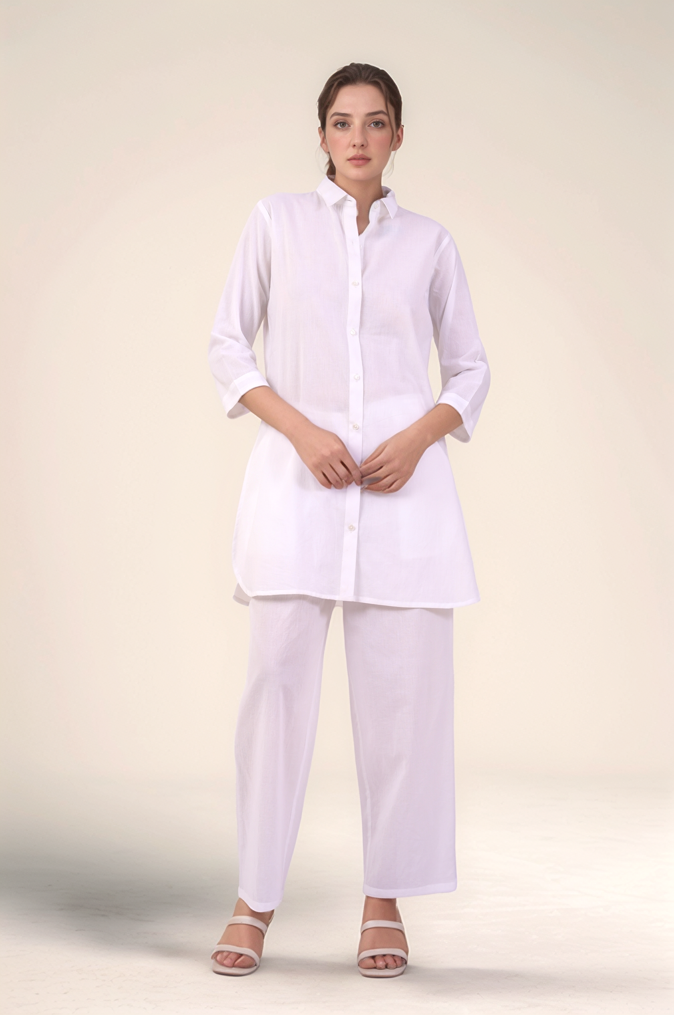 Cotton Long Shirt Co-ord Suit