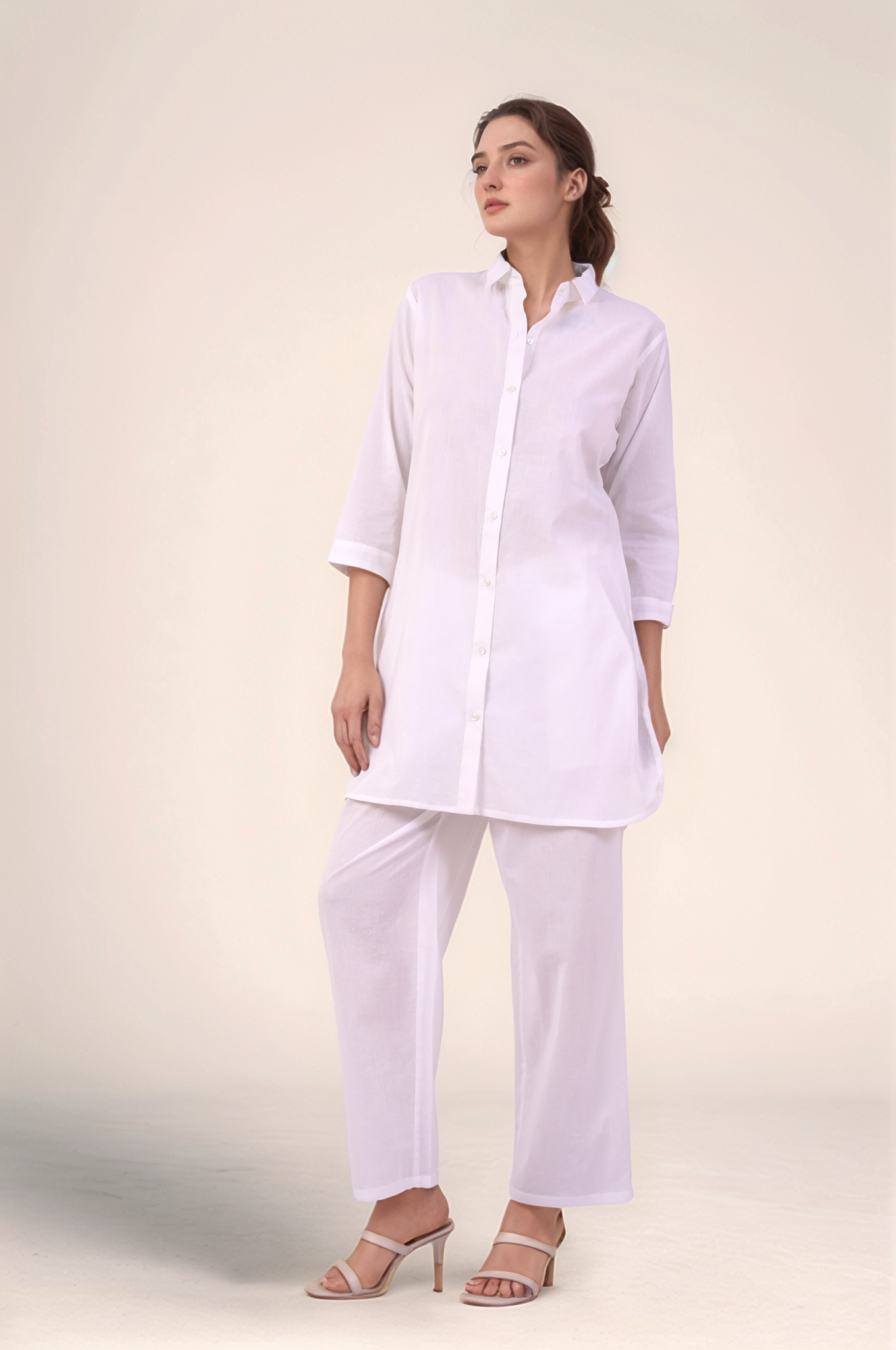 Cotton Long Shirt Co-ord Suit