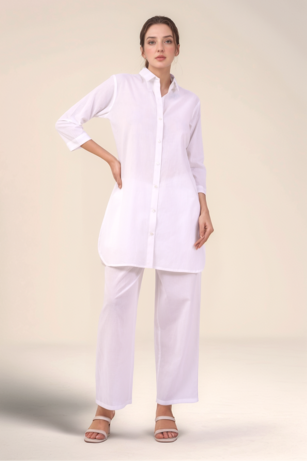 Cotton Long Shirt Co-ord Suit