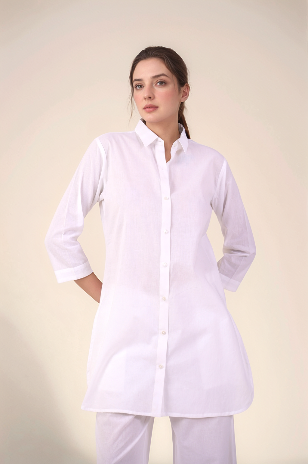 Cotton Long Shirt Co-ord Suit