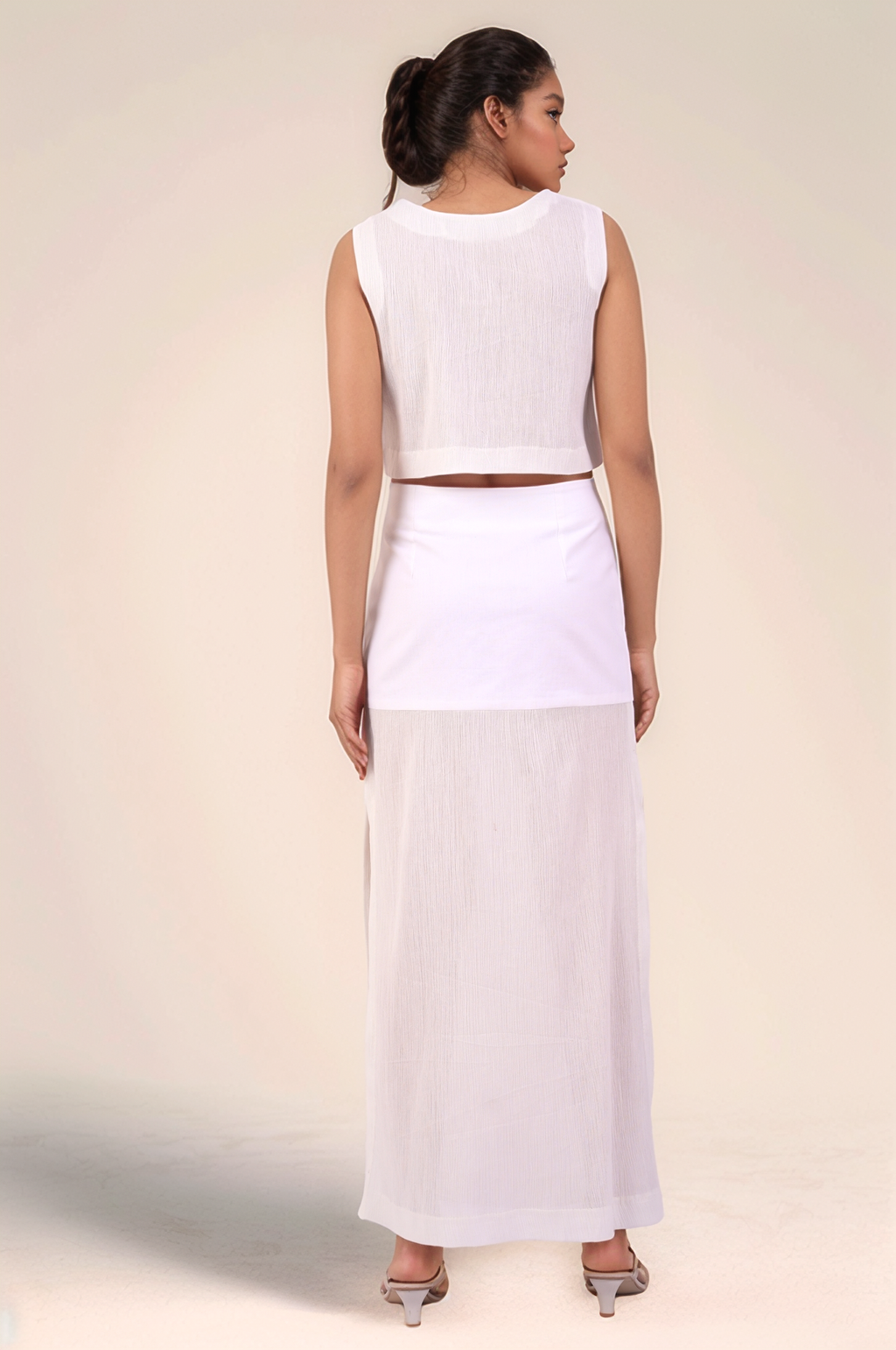 White Cotton Crop Co-ord Suit