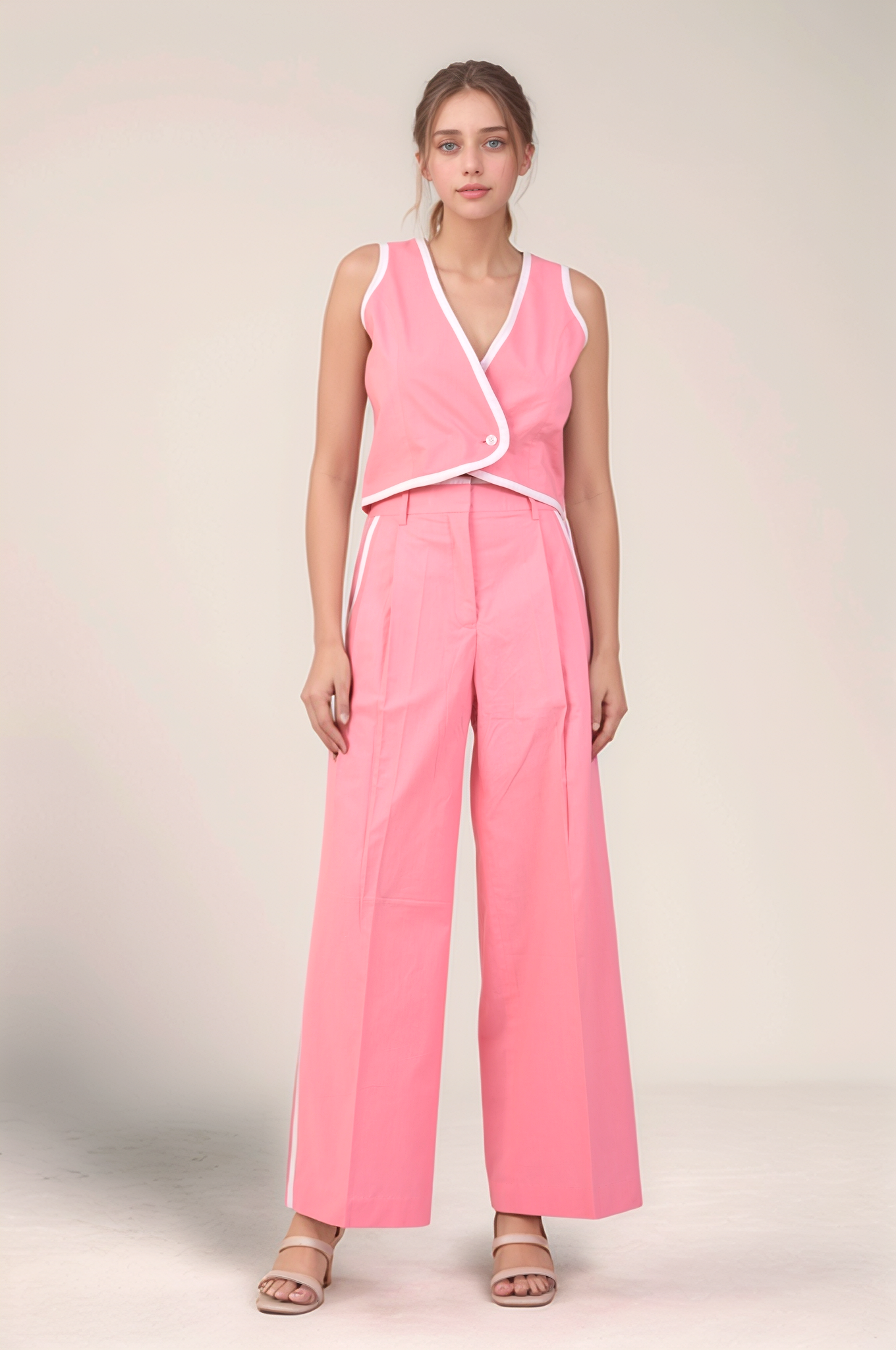 Pink Tuxedo Cotton Trouser