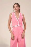 Pink Piping Cotton Waistcoat