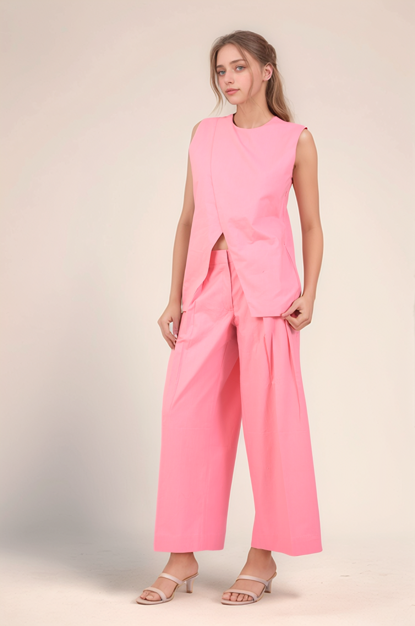 Pink Loose Cotton Trouser