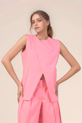 Pink Long-Overlapped Cotton Waistcoat