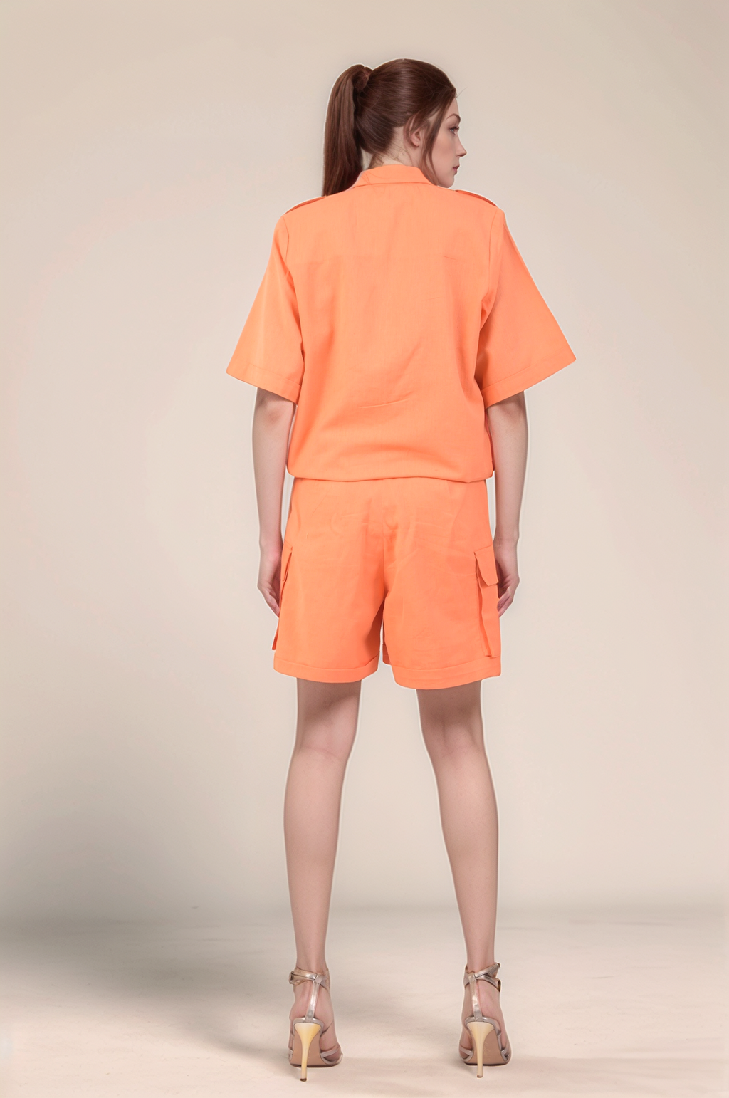 Pastel Orange Cotton Drawstring Co-ord suit