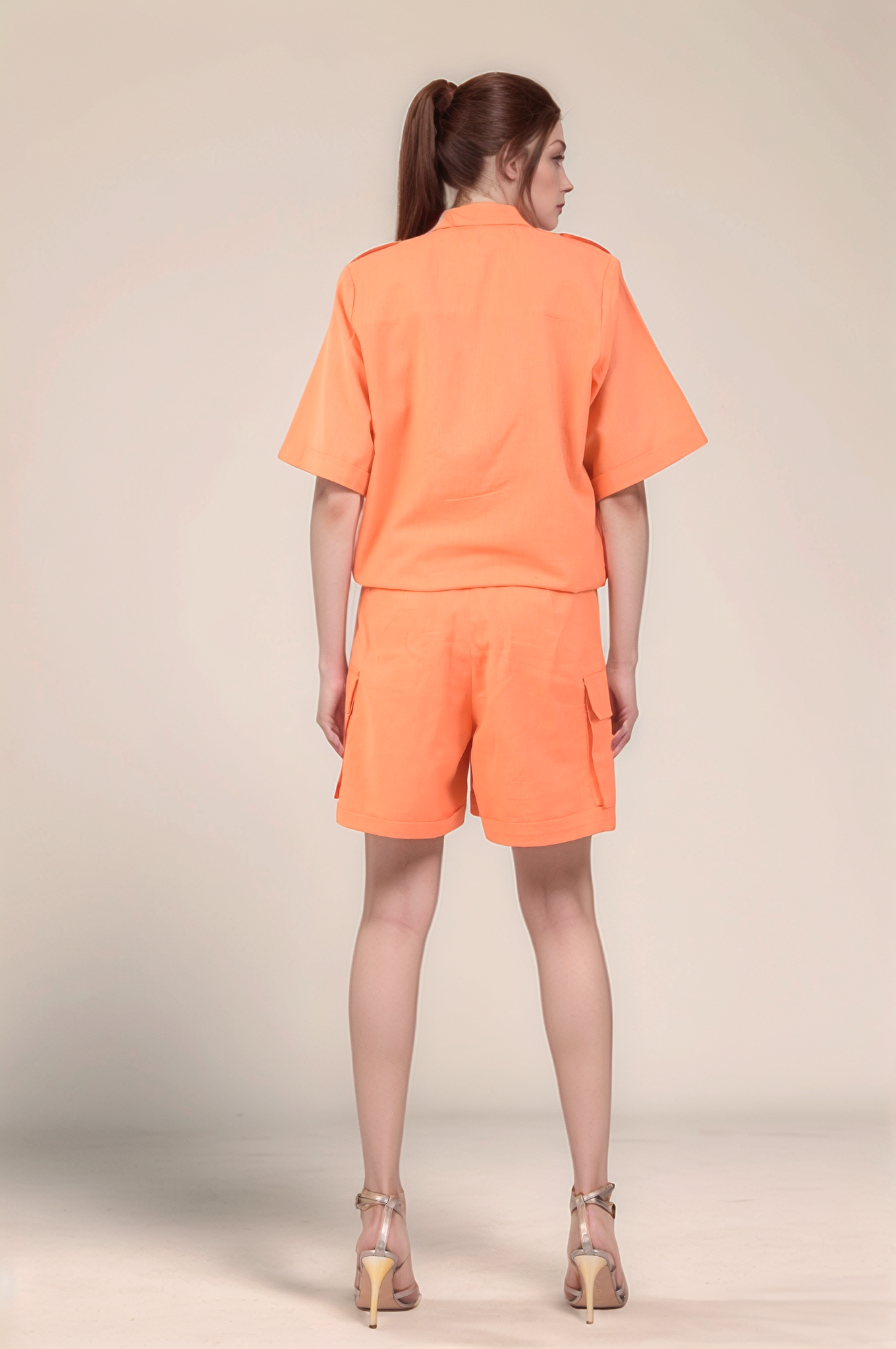 Pastel Orange Cotton Drawstring Co-ord suit
