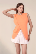 Pastel Orange Overlapped cotton Waistcoat