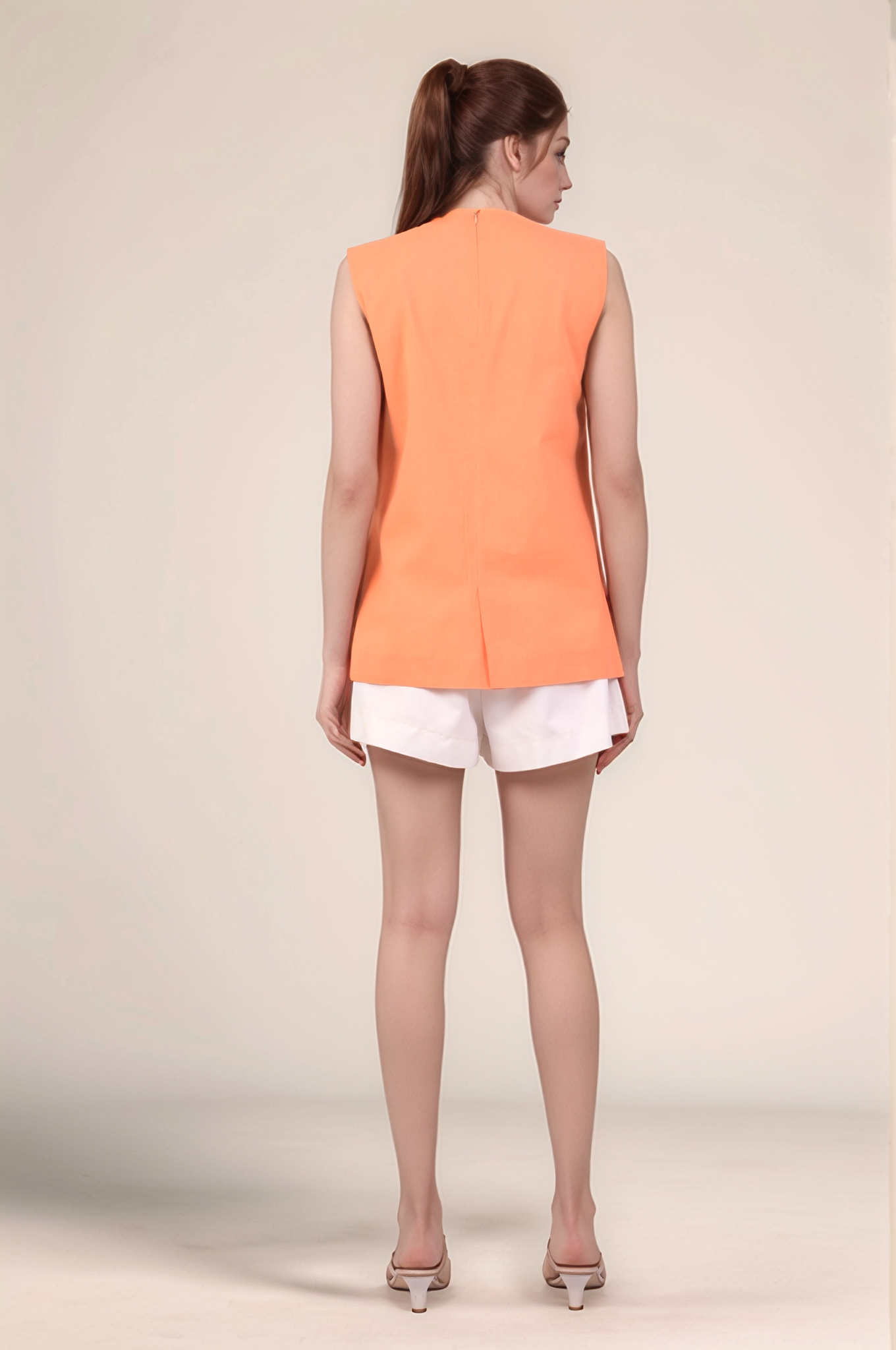 Pastel Orange Overlapped cotton Waistcoat