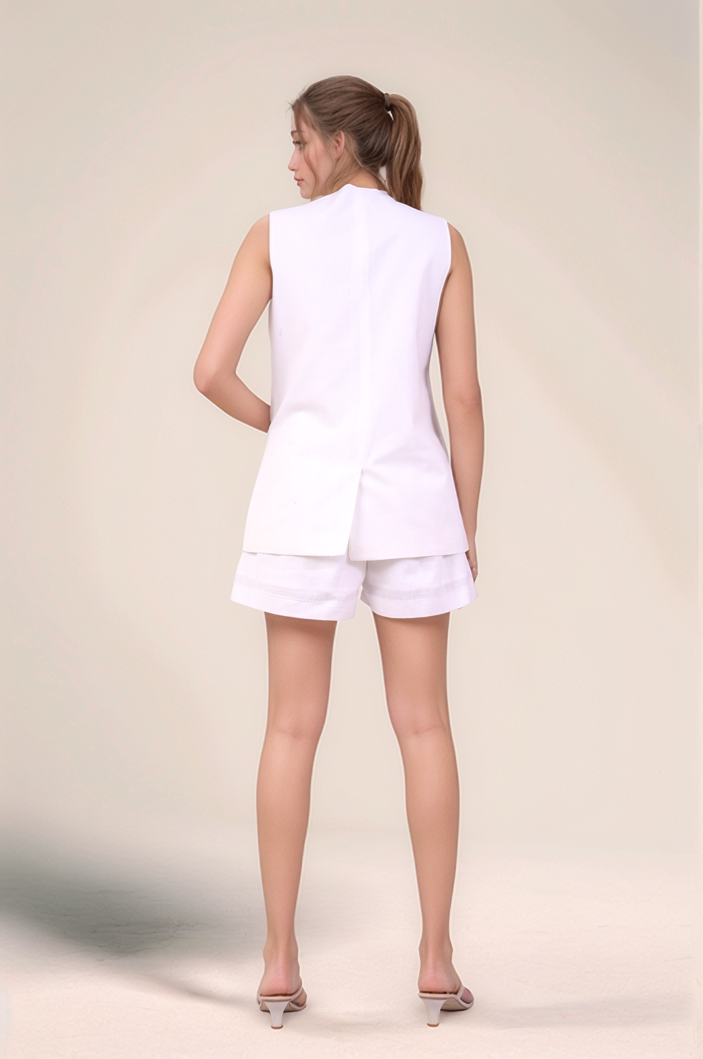 White Cotton Loose Shorts