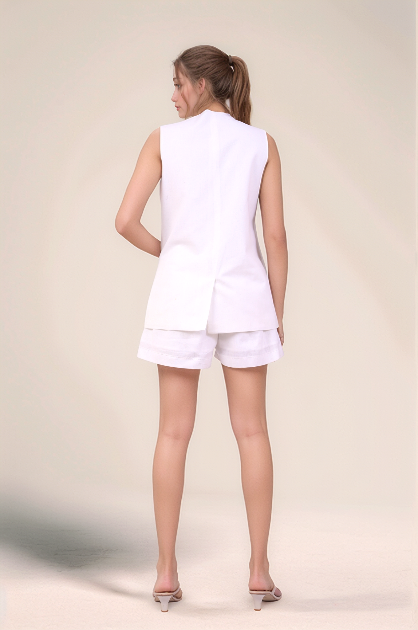 White Cotton Loose Shorts