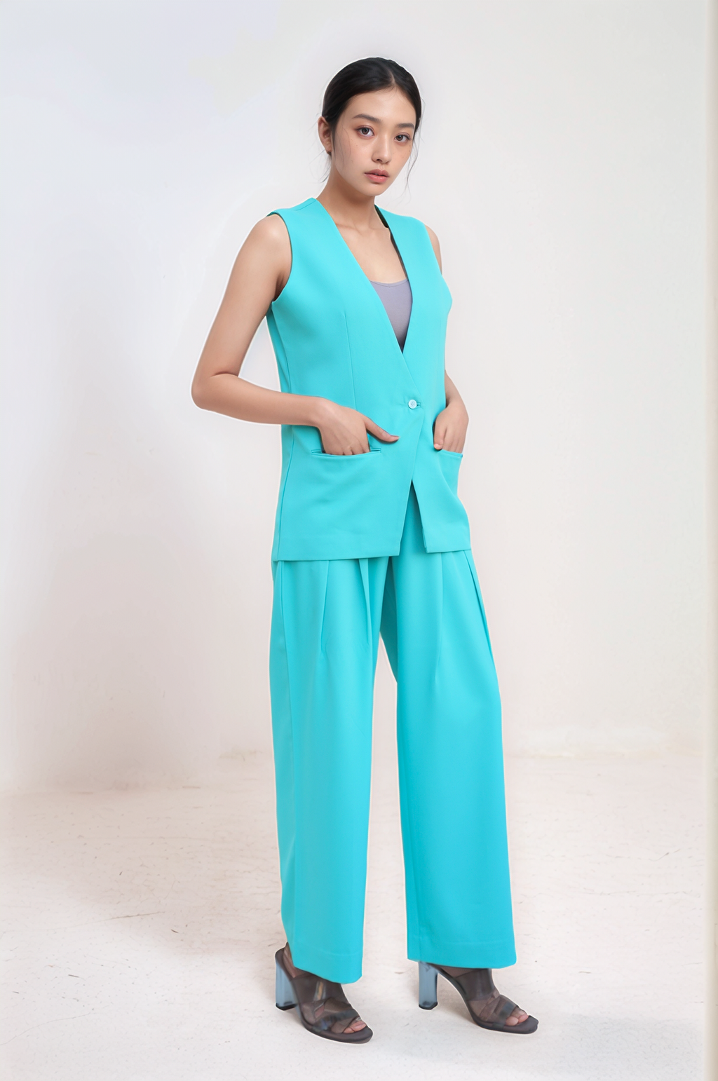 Sea Blue Single Breasted Waistcoat