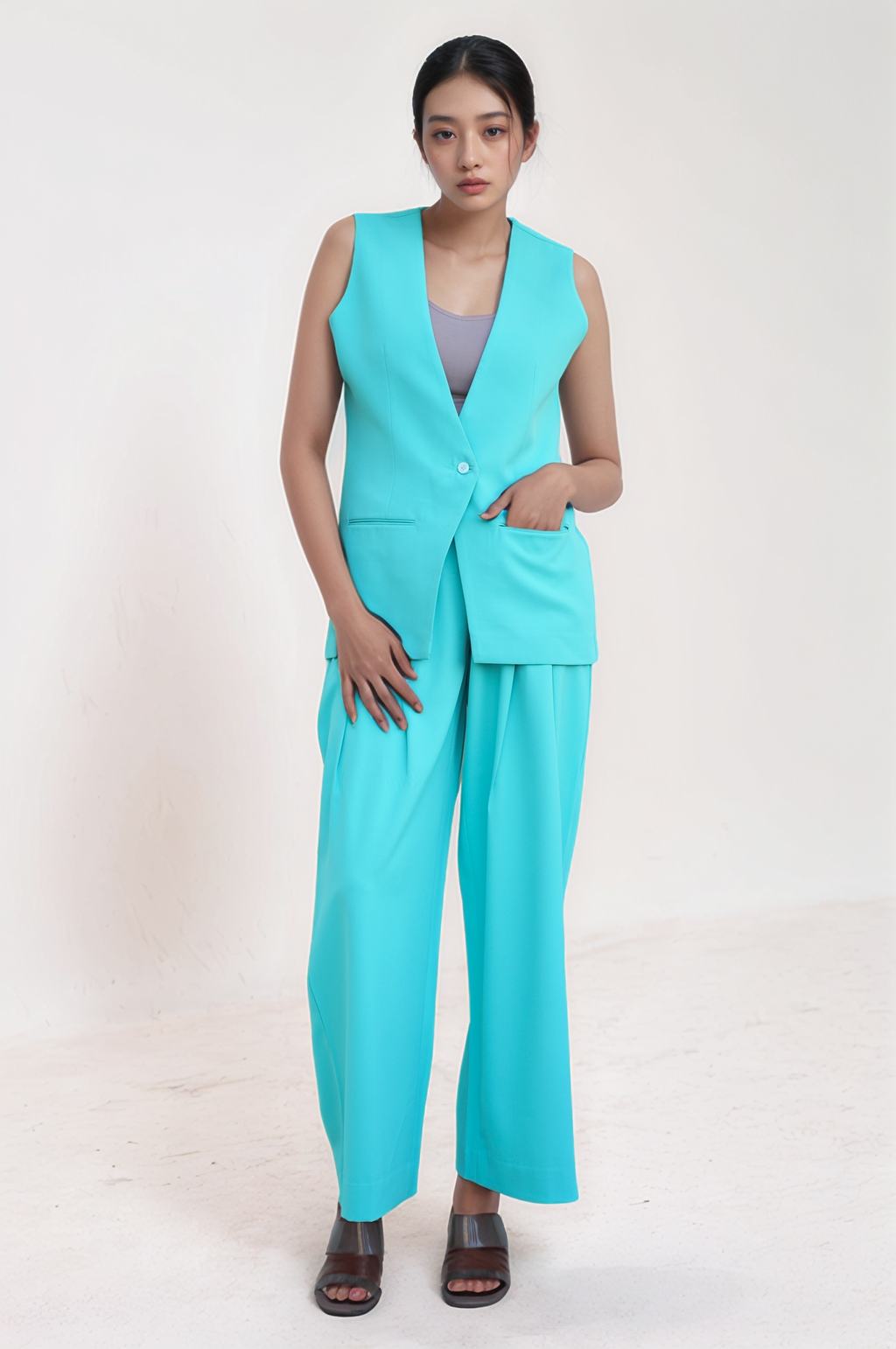 Sea Blue Single Breasted Waistcoat