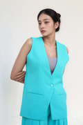 Sea Blue Single Breasted Waistcoat