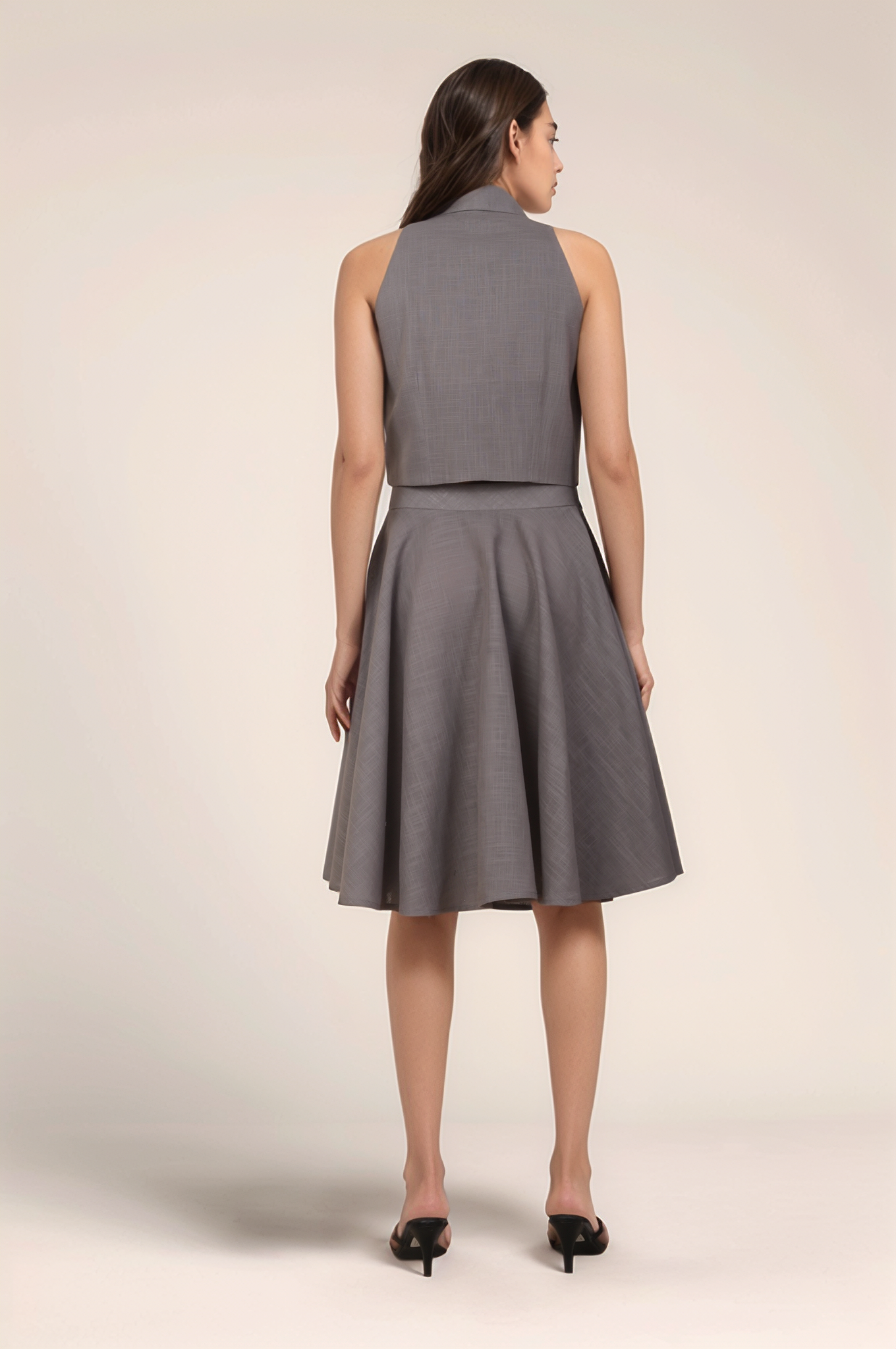 Grey Cotton Umbrella Skirt