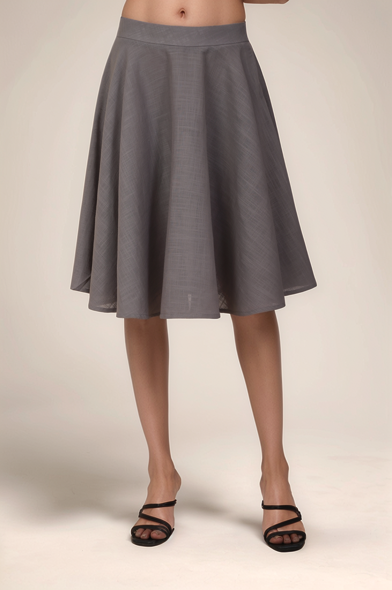 Grey Cotton Umbrella Skirt