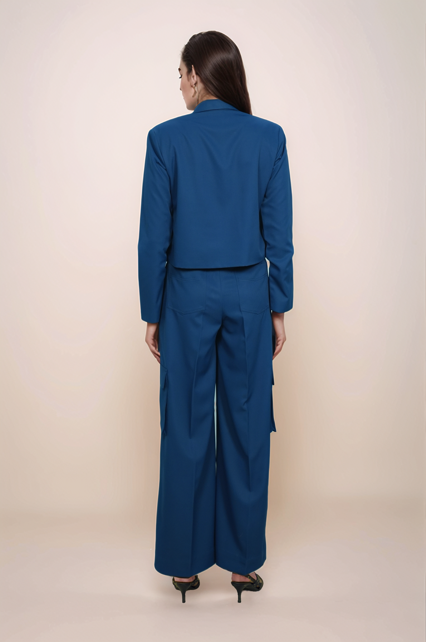 Cobalt Blue Crop Jacket Co-ord Suit